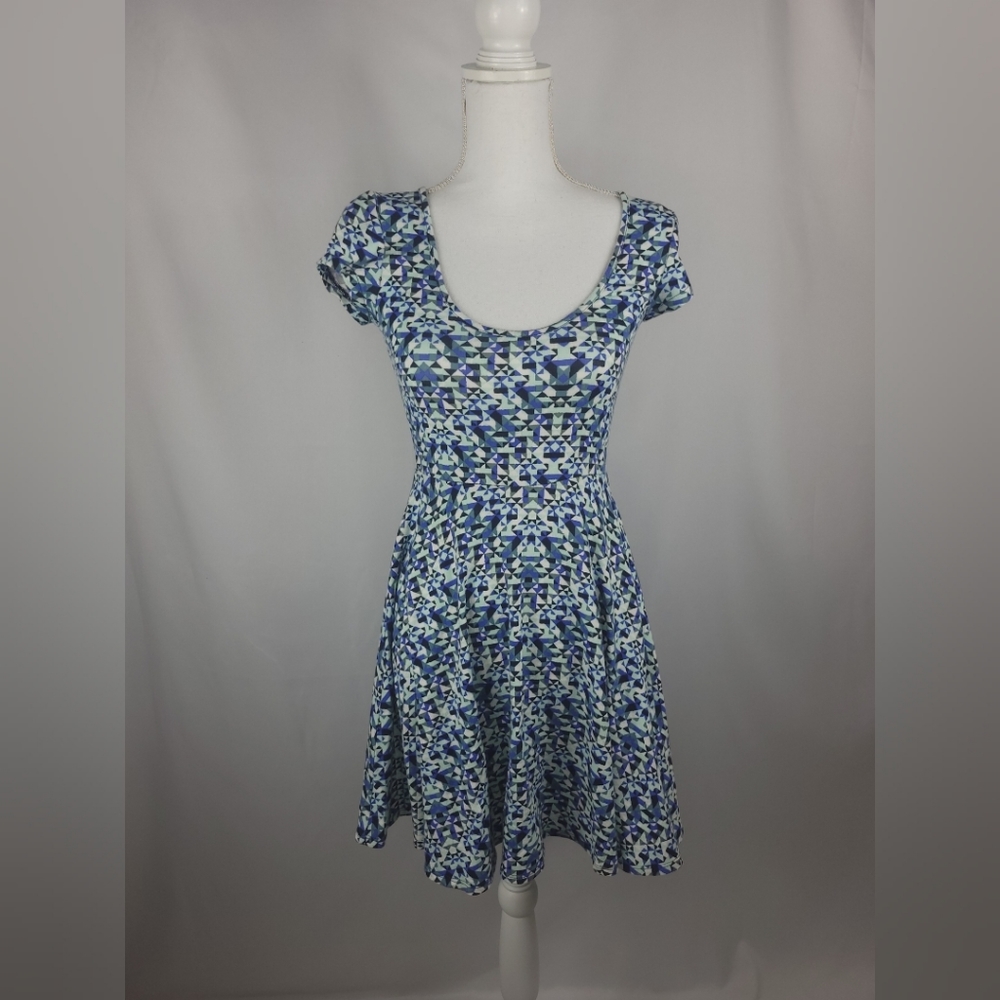 Aeropostále Skater Dress Size Small Blue Pattern Cotton